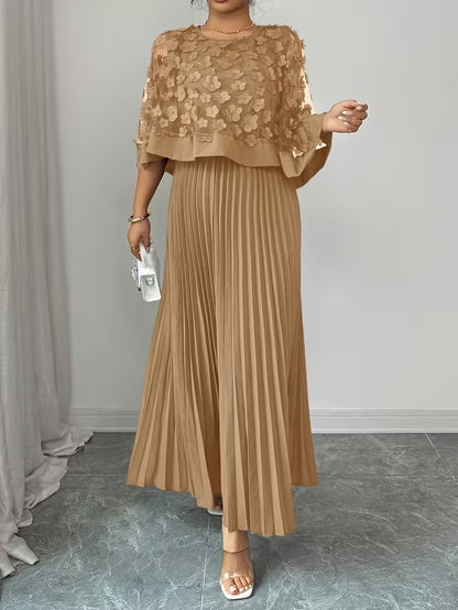 Women’s Elegant 3D Floral Appliqué Dress