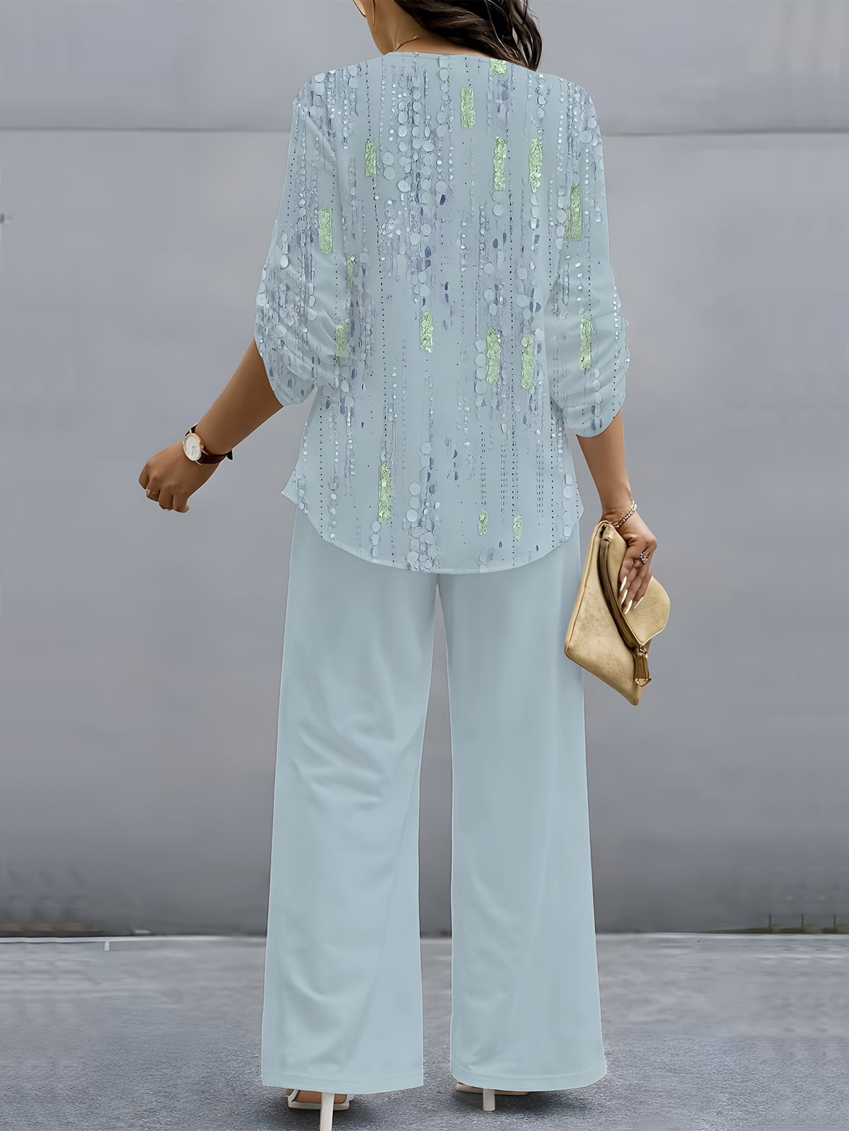 Printed V-Neck Lounge Set
