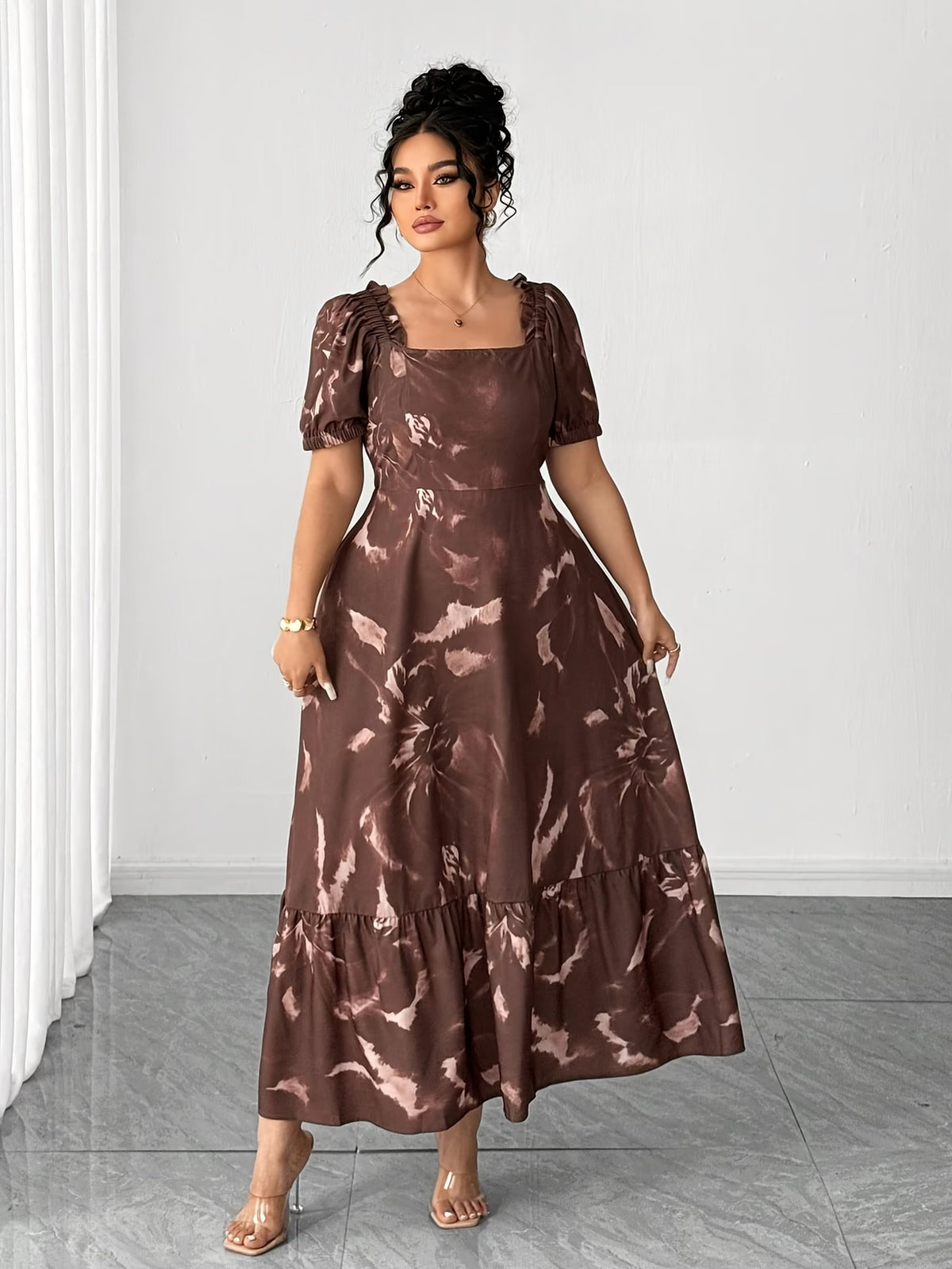 Graceful Summer Printed A-Line Maxi Dress