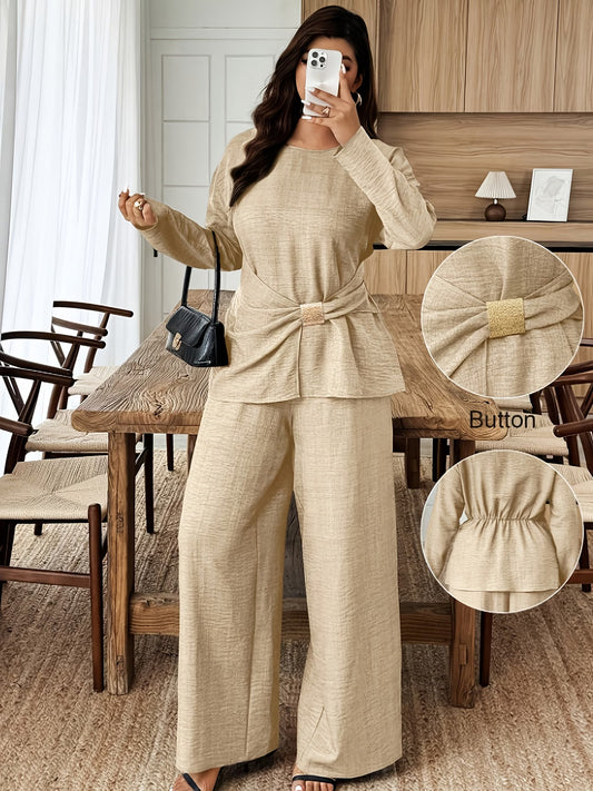 Elegant Pleated Waist Tie Co-Ord Set