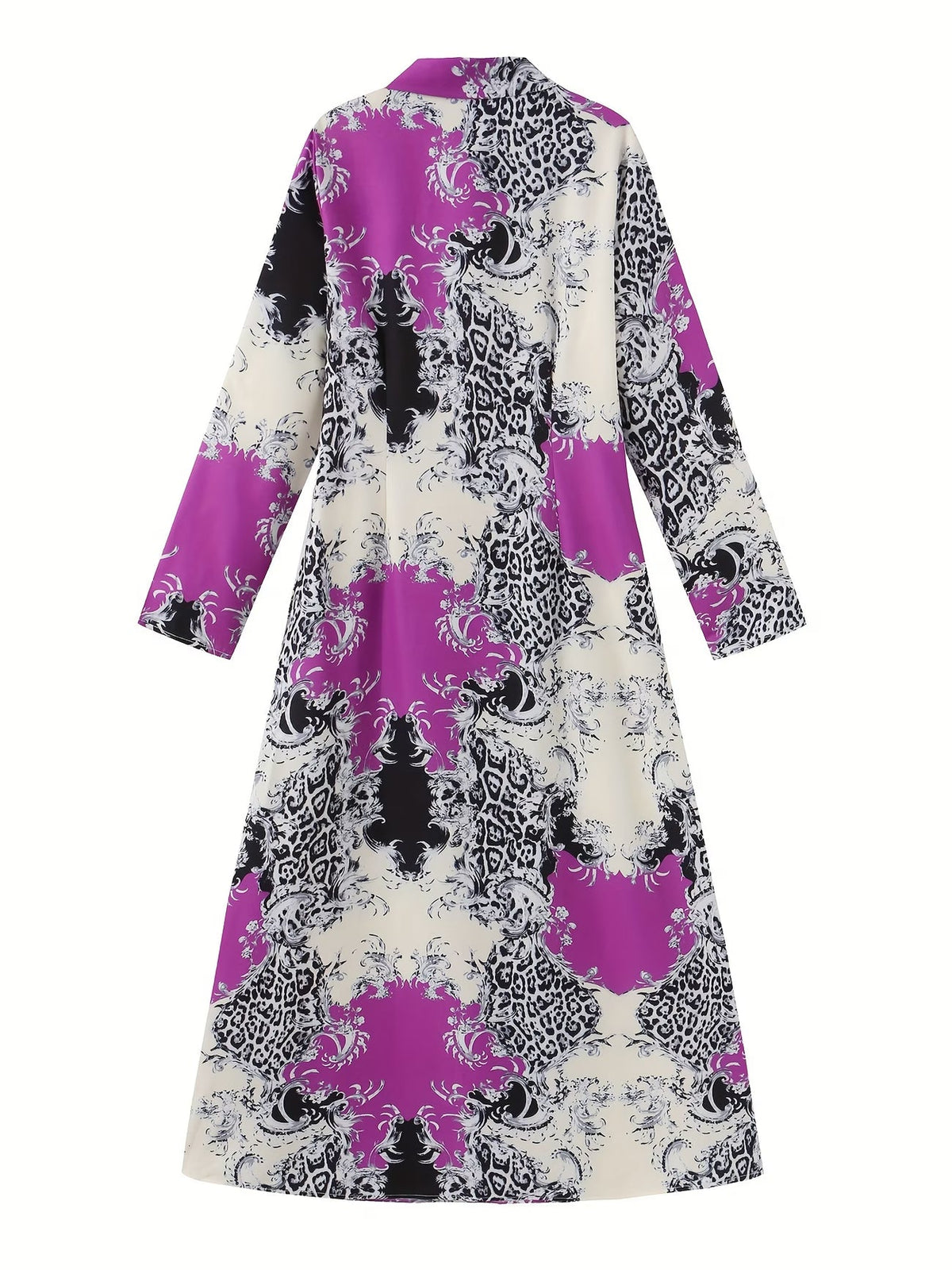 Tribal Print Lapel Button-Front Dress