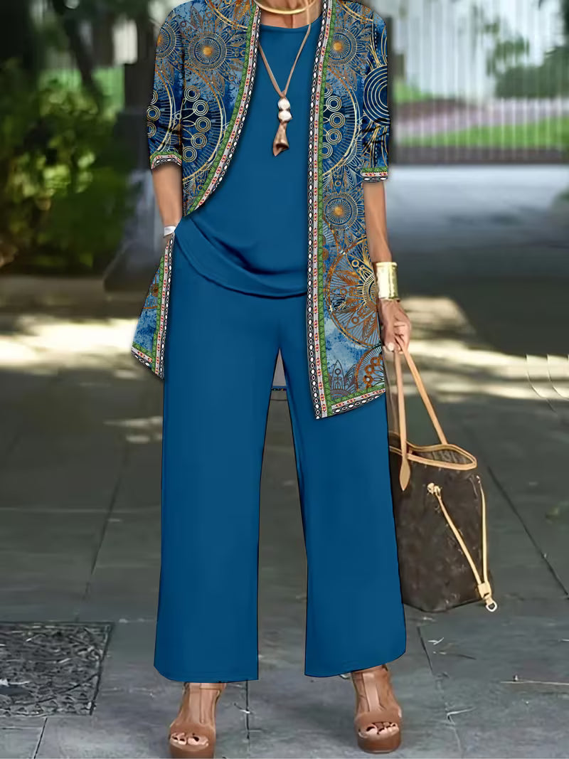 Women’s 3pcs Ethnic Jacket, Vest & Pants Set