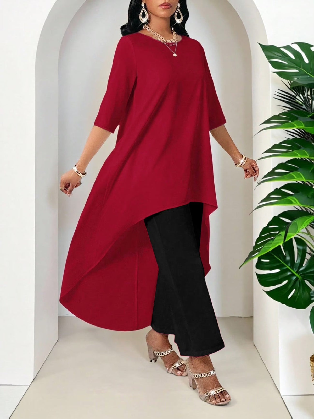 Multi-Color Irregular Hem Dress-Top for Women
