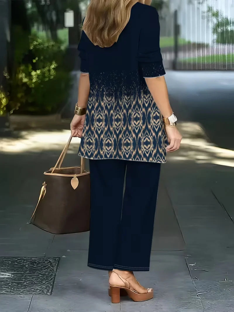 Floral Embroidered 3 Piece Linen Co-ord Set for Women — Jacket Vest and Wide Leg Pants
