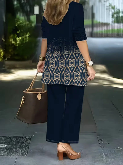 Floral Embroidered 3 Piece Linen Co-ord Set for Women — Jacket Vest and Wide Leg Pants