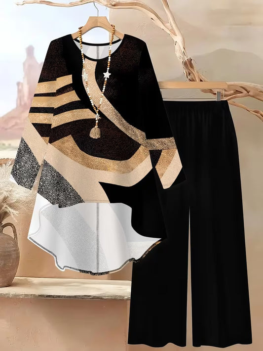 Women's Plus Size Geometric Set